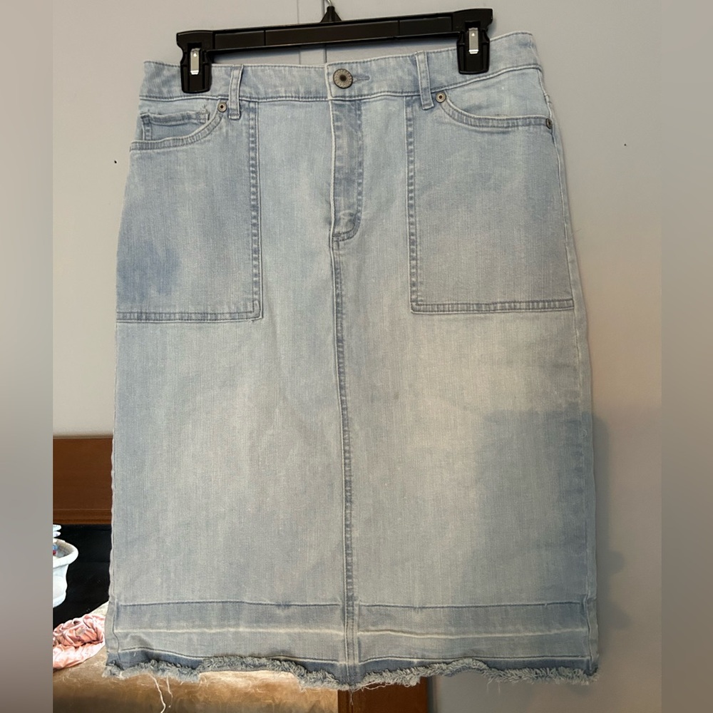 Christopher & Banks Light Blue Denim Midi Skirt